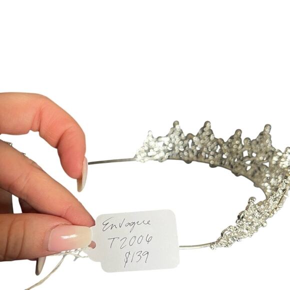 EN VOGUE BRIDAL Rhinestone Tiara T2006 Rhodium Plated Wedding Crown